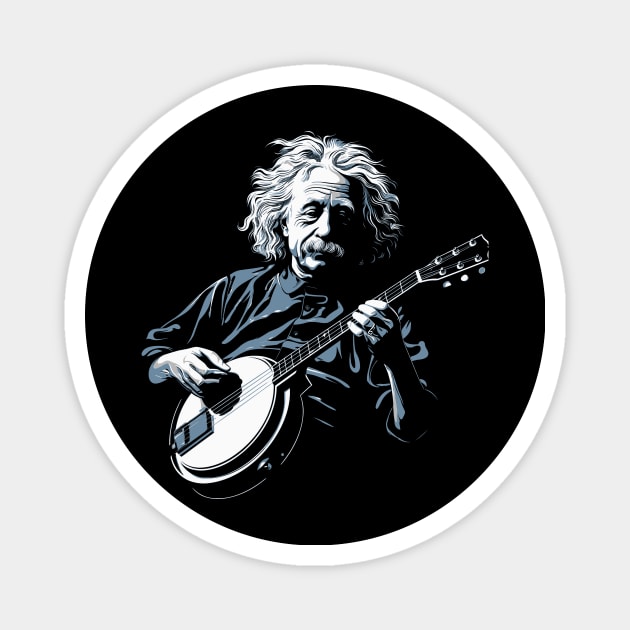 Albert Einstein Playing Banjo Funny Science Satire Magnet by robotbasecamp